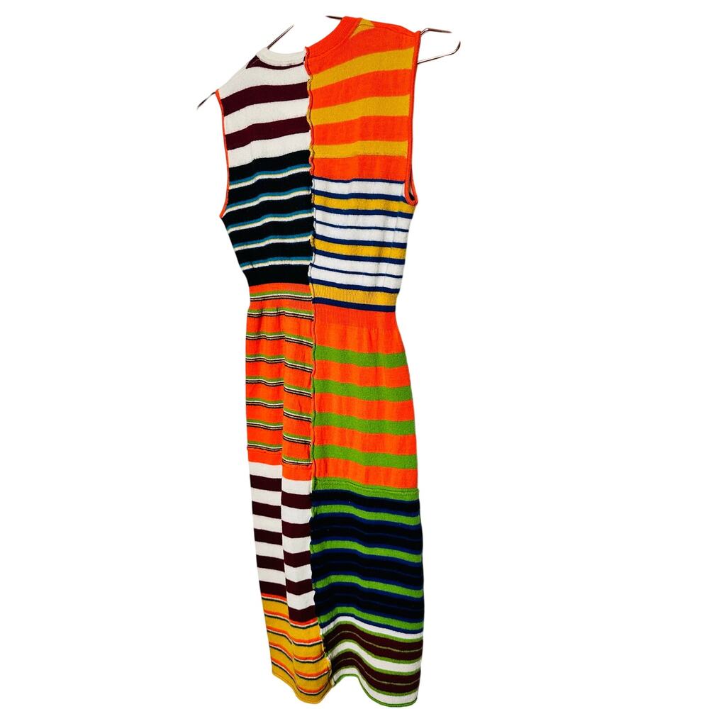 Marni Orange Blue Patchwork Striped Wool Sleevele… - image 5